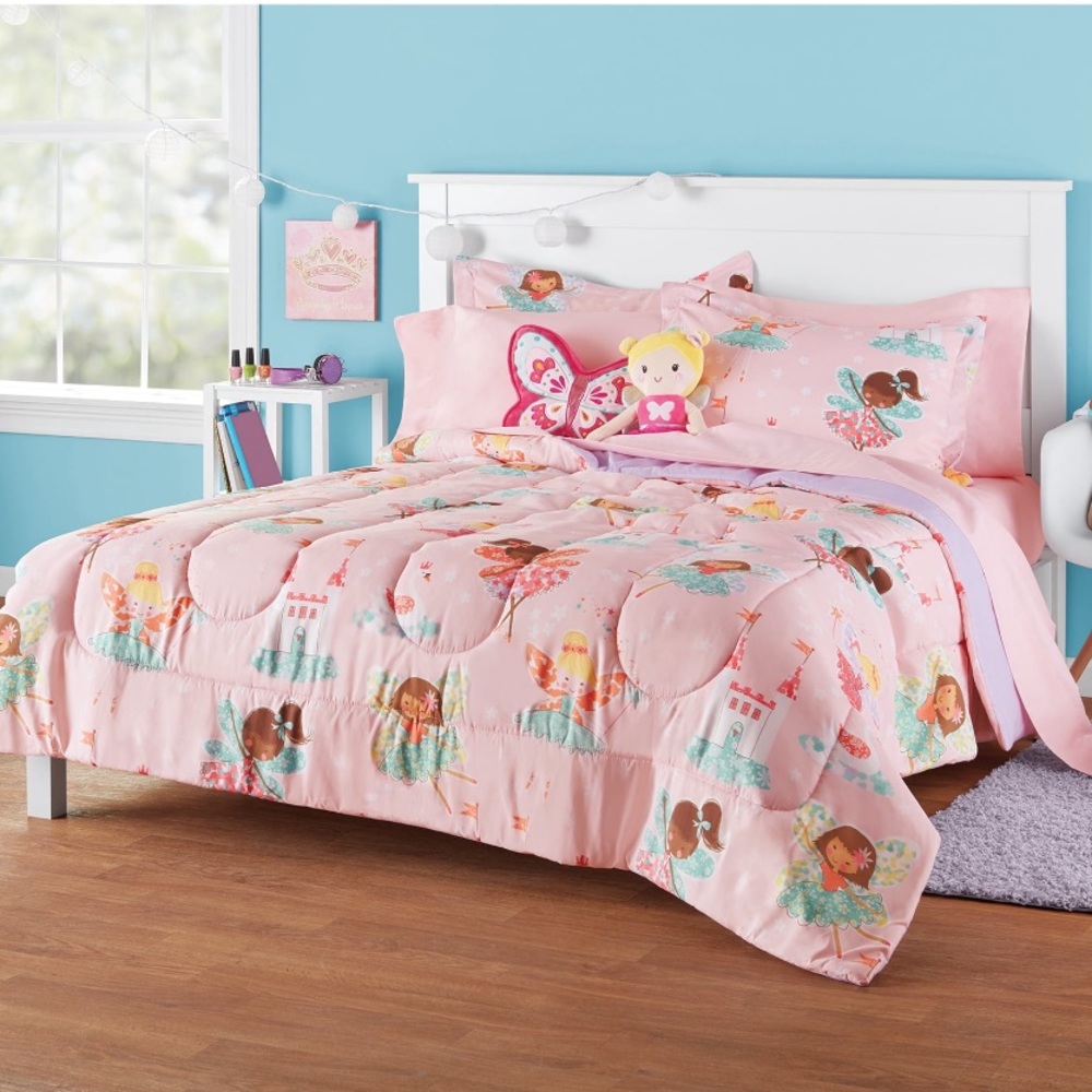 Your Zone Pink Fairies Bed-in-a-Bag Coordinated Bedding Set, Pink, Full Size NEW